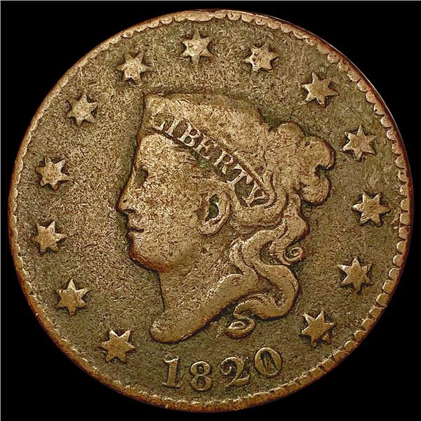 1820 Coronet Head Large Cent NICELY CIRCULATED