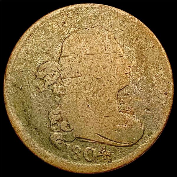 1804 Cr 4 No Stem Draped Bust Half Cent NICELY CIRCULATED