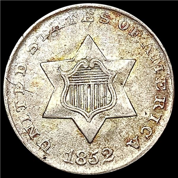 1852 Silver Three Cent CLOSELY UNCIRCULATED