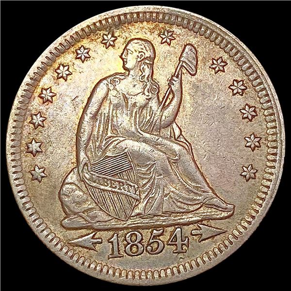 1854 Arrows Seated Liberty Quarter NEARLY UNCIRCULATED