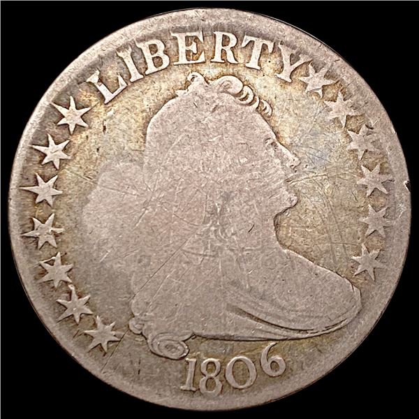 1806 Ptd. 6 Stem Draped Bust Half Dollar NICELY CIRCULATED
