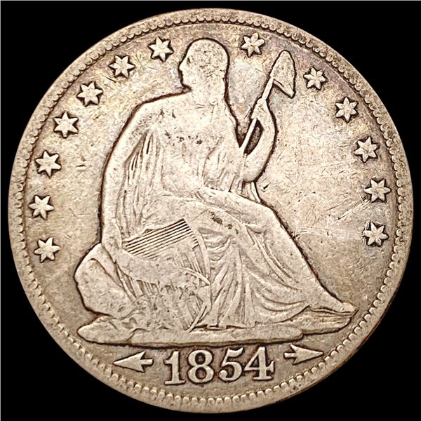 1854 Arr. Seated Liberty Half Dollar NICELY CIRCULATED