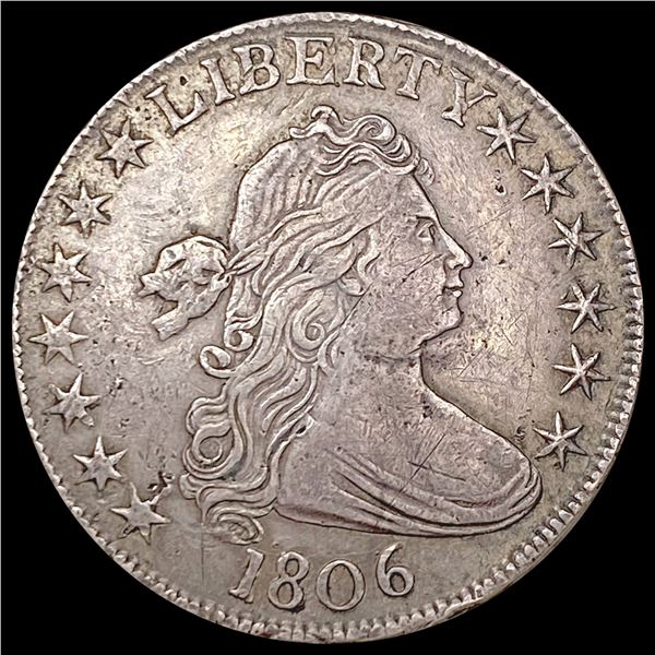 1806 Ptd. 6 Stem Draped Bust Half Dollar NEARLY UNCIRCULATED