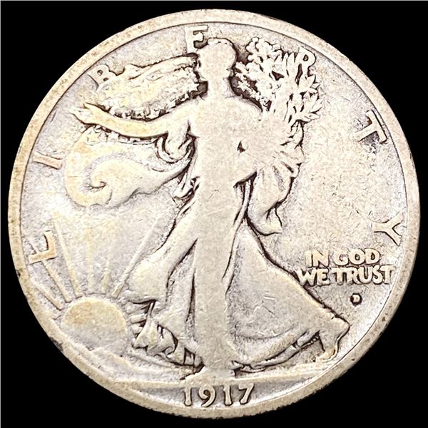 1917-D Obv Walking Liberty Half Dollar NICELY CIRCULATED