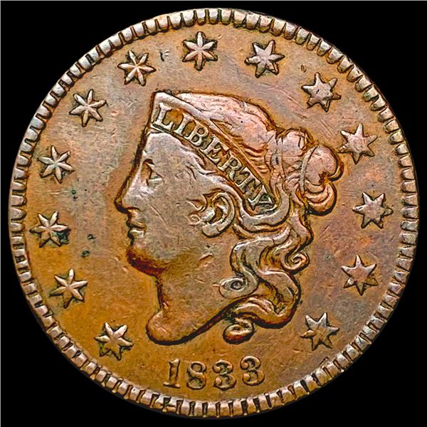 1833 Coronet Head Large Cent NEARLY UNCIRCULATED