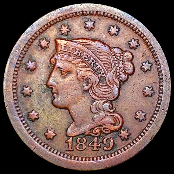 1849 Braided Hair Large Cent LIGHTLY CIRCULATED