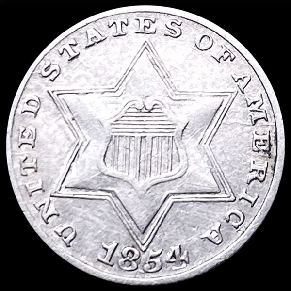 1854 Silver Three Cent CLOSELY UNCIRCULATED