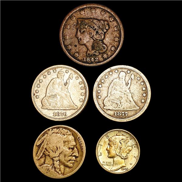 [5] 1842-1877 US Varied Coins HIGH GRADE