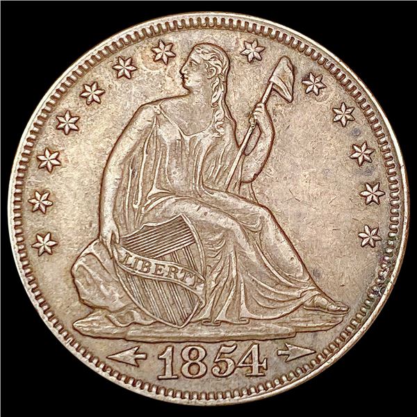 1854 Arrow Seated Liberty Half Dollar CHOICE AU