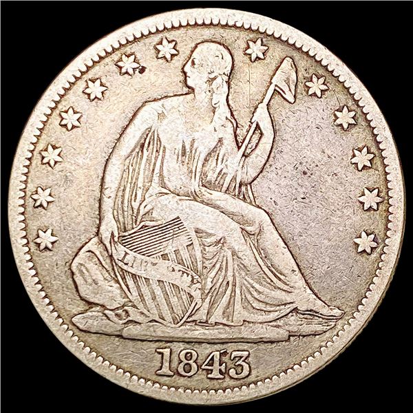 1843 Seated Liberty Half Dollar LIGHTLY CIRCULATED