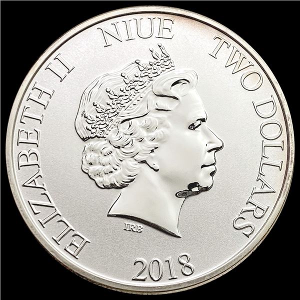 2018 Niue $2 Disney Scrooge McDuck 1 Ounce Silver GEM PROOF