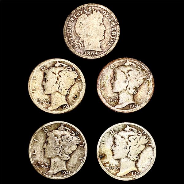 [5] 1894-1921 Varied 10C US Coins HIGH GRADE