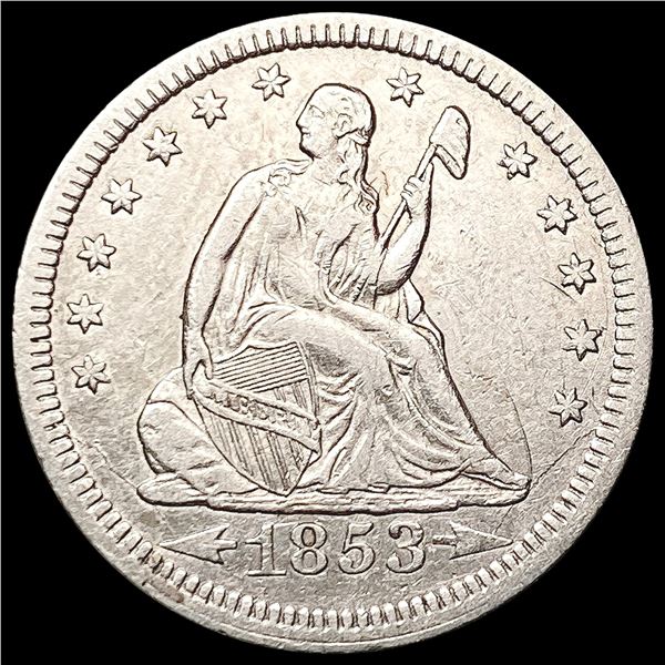 1853 Arr./Rays Seated Liberty Quarter CLOSELY UNCIRCULATED