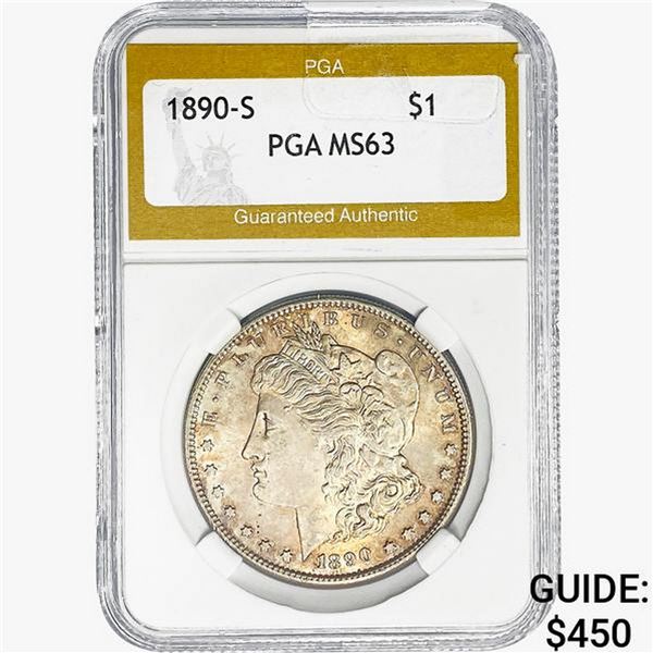 1890-S Morgan Silver Dollar PGA MS63
