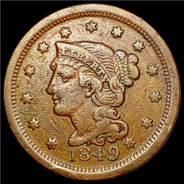 1849 Braided Hair Large Cent NEARLY UNCIRCULATED