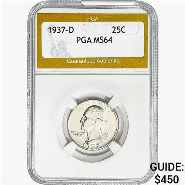 1937-D Washington Silver Quarter PGA MS64