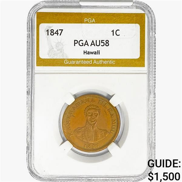 1847 Hapa Haneri Large Cent PGA AU58