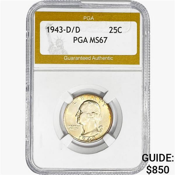 1943-D/D Washington Silver Quarter PGA MS67