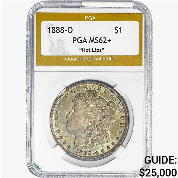 1888-O Morgan Silver Dollar PGA MS62+ Hot Lips