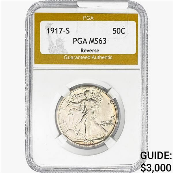 1917-S REV Walking Liberty Half Dollar PGA MS63