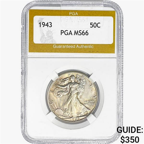 1943 Walking Liberty Half Dollar PGA MS66