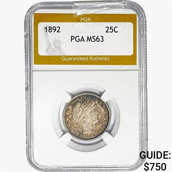 1892 Barber Quarter PGA MS63