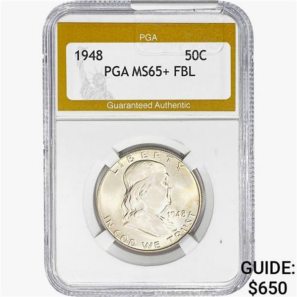 1948 Franklin Half Dollar PGA MS65+ FBL
