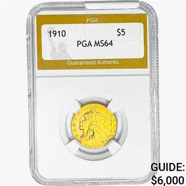 1910 $5 Gold Half Eagle PGA MS64