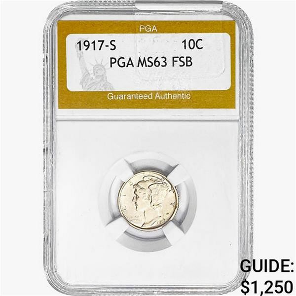1917-S Mercury Silver Dime PGA MS63 FSB