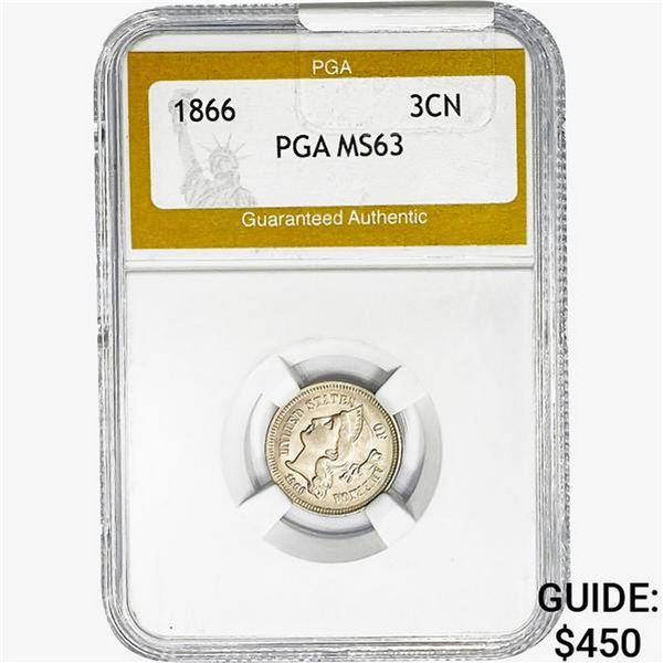 1866 Nickel Three Cent PGA MS63