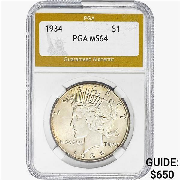 1934 Silver Peace Dollar PGA MS64