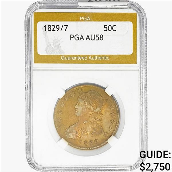 1829/7 Capped Bust Half Dollar PGA AU58