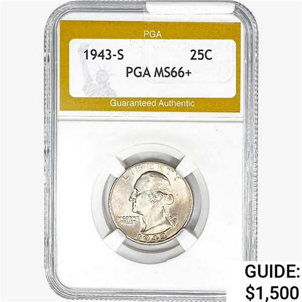 1943-S Washington Silver Quarter PGA MS66+