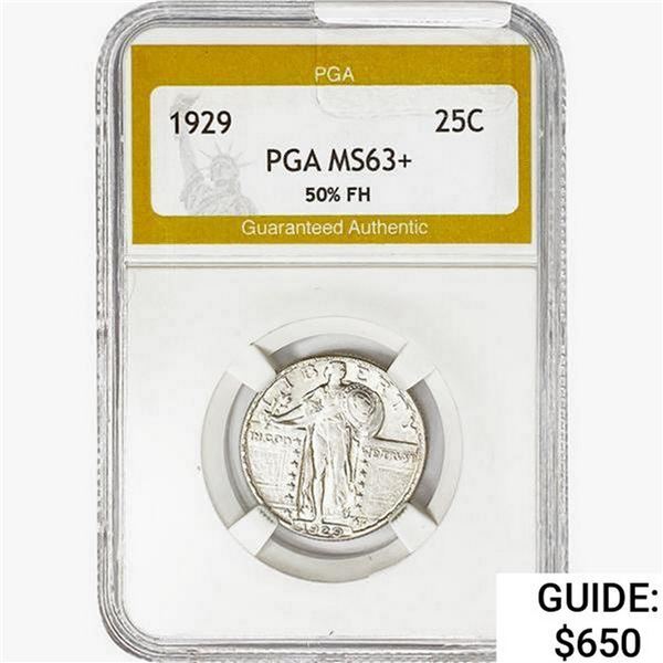 1929 Standing Liberty Quarter PGA MS63+ 50% FH