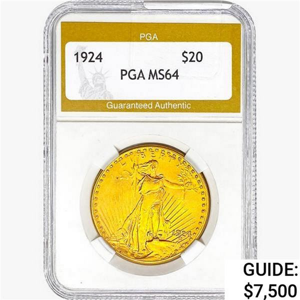1924 $20 Gold Double Eagle PGA MS64