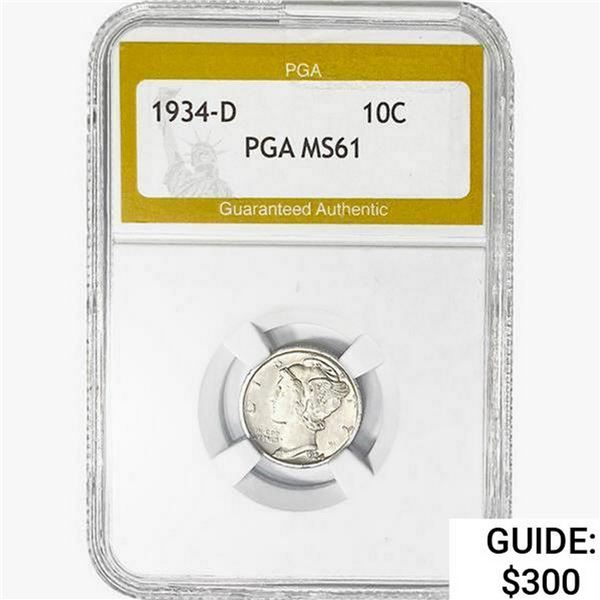 1934-D Mercury Silver Dime PGA MS61