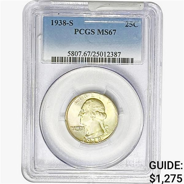 1938-S Washington Silver Quarter PCGS MS67