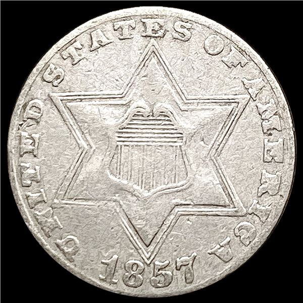 1857 Silver Three Cent CLOSELY UNCIRCULATED