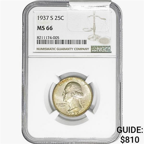 1937-S Washington Silver Quarter NGC MS66