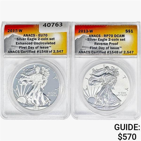 [2] 2013-W Silver Eagle ANACS EU/RP70 Set