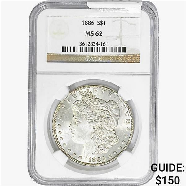 1886 Morgan Silver Dollar NGC MS62