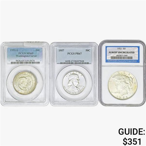 [3] 1922-1957 2 50C, 1 $1 NGC/PCGS