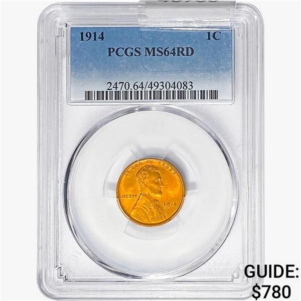 1914 Wheat Cent PCGS MS64 RD