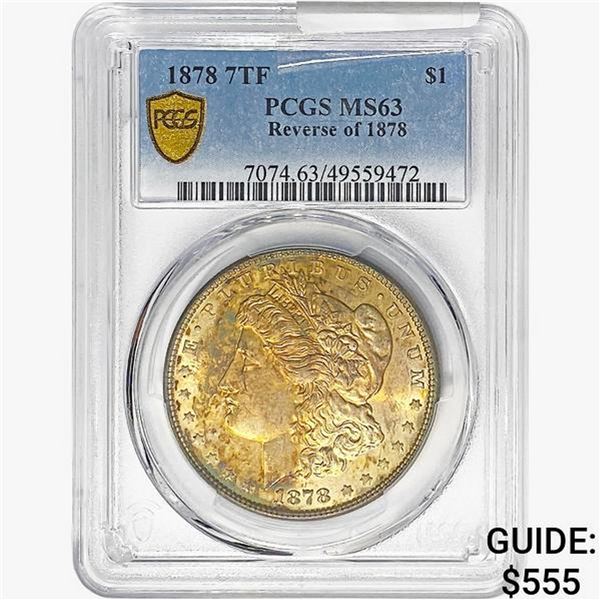 1878 REV 78 Morgan Silver Dollar PCGS MS63