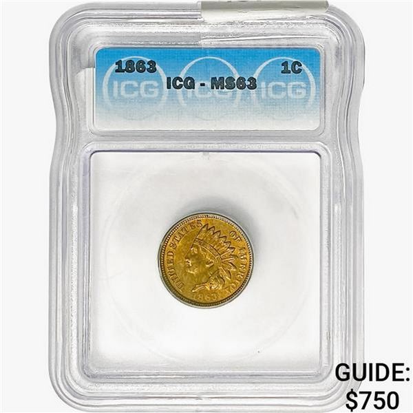 1863 Indian Head Cent ICG MS63