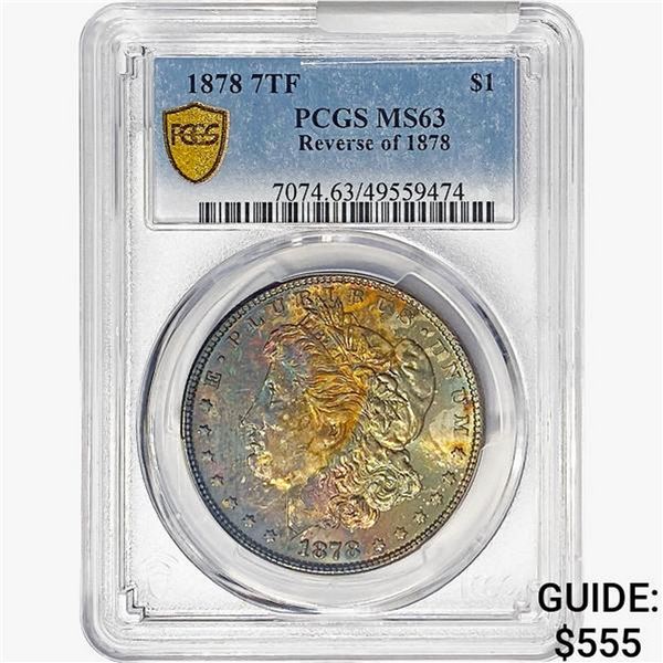 1878 REV 78 Morgan Silver Dollar PCGS MS63