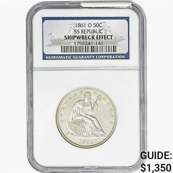 1861-O 50C Seated Lib. NGC Shipwreck Effect SS Rep