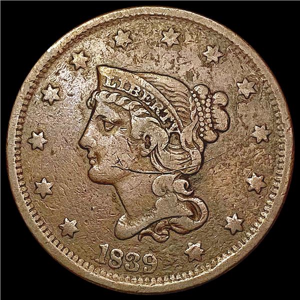 1839 PH Coronet Head Large Cent NICELY CIRCULATED