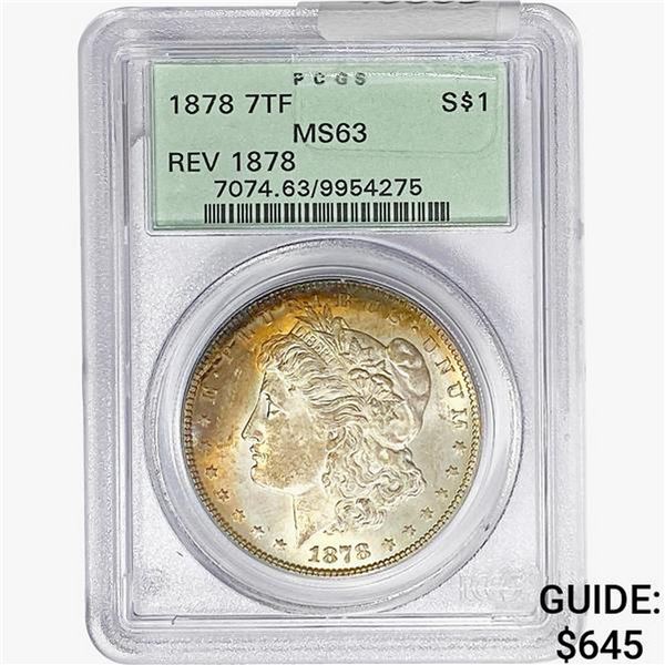 1878 REV 78 Morgan Silver Dollar PCGS MS63