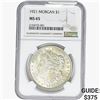 Image 1 : 1921 Morgan Silver Dollar NGC MS65